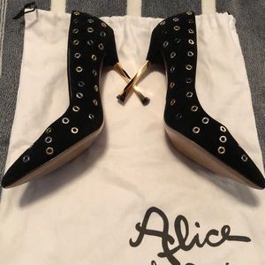 Alice & Olivia Suede Grommet Pumps
